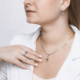 Кольцо SOKOLOV - Серебро 925, Синтетический ситалл , Фианит (арт. 92011717)