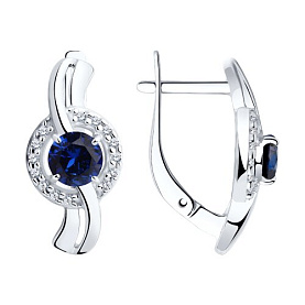 Серьги Diamant - Серебро 925, Синтетический сапфир , Фианит (арт. 94-320-00462-1)