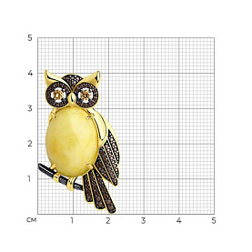 Брошь SOKOLOV - Серебро 925, Фианит, Янтарь пресс. (арт. 83040022)