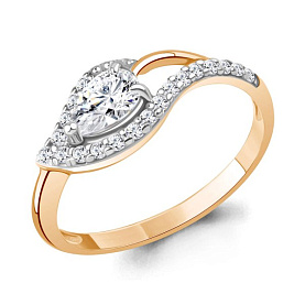 Кольцо Аквамарин - Серебро 925, Фианит (арт. 600210А.6)