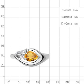 Кольцо Аквамарин - Серебро 925, Фианит, Цитрин (арт. 65015006А.5)