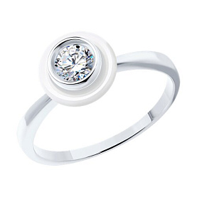 Кольцо SOKOLOV - Серебро 925, Керамика, Фианит (арт. 94013756)