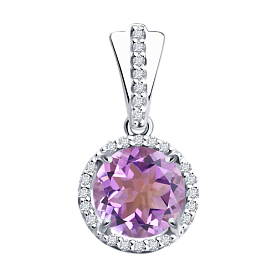 Подвеска SOKOLOV - Серебро 925, Аметист, Фианит (арт. 92030319)