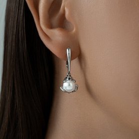 Серьги SOKOLOV - Серебро 925, Жемчуг имитация, Эмаль (арт. 94022701)