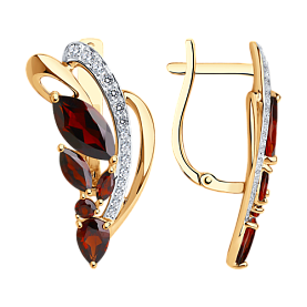 Серьги SOKOLOV - Золото 585, Гранат, Фианит (арт. 724682)