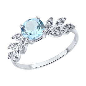 Кольцо SOKOLOV - Серебро 925, Топаз, Фианит (арт. 92014637)