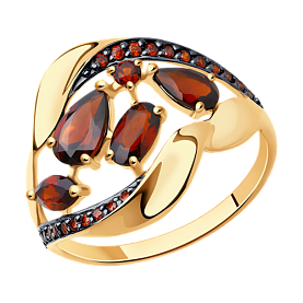 Кольцо SOKOLOV - Золото 585, Гранат, Фианит (арт. 714475)
