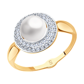 Кольцо SOKOLOV - Золото 375, Жемчуг культивированный, Фианит (арт. 37791083)