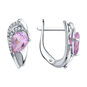 Серьги Diamant - Серебро 925, Аметист, Фианит (арт. 94-320-00548-3)