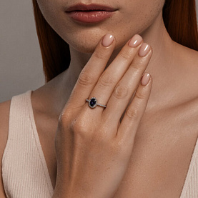 Кольцо SOKOLOV - Серебро 925, Синтетический сапфир , Фианит (арт. 88010075)