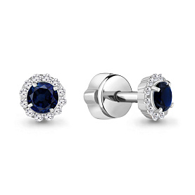 Серьги Аквамарин - Серебро 925, Синтетический сапфир (арт. 42884Б.5)