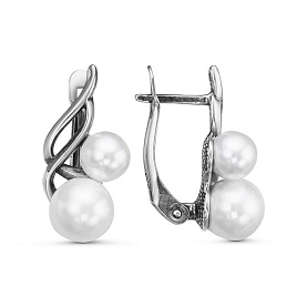 Серьги Красная пресня - Серебро 925, Жемчуг имитация (арт. 33613068)