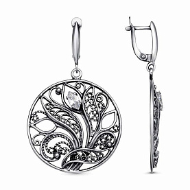 Серьги Красная пресня - Серебро 925, Фианит (арт. 33816152)