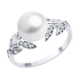 Кольцо SOKOLOV - Серебро 925, Жемчуг культивированный, Фианит (арт. 92014436)