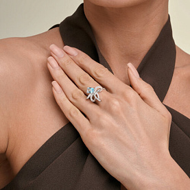 Кольцо SOKOLOV - Серебро 925, Топаз, Фианит (арт. 92014900)