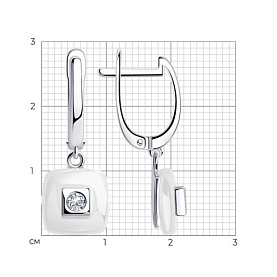 Серьги Diamant - Серебро 925, Керамика, Фианит (арт. 94-121-01278-2)
