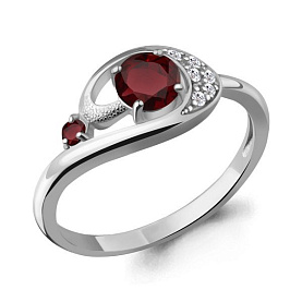 Кольцо Аквамарин - Серебро 925, Гранат, Фианит (арт. 65002503А.5)