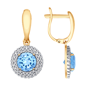 Серьги SOKOLOV - Золото 375, Топаз, Фианит (арт. 37725278)