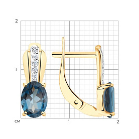 Серьги SOKOLOV - Золото 375, Топаз лондон, Фианит (арт. 37725845)