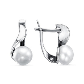 Серьги Красная пресня - Серебро 925, Жемчуг культивированный (арт. 33313474)