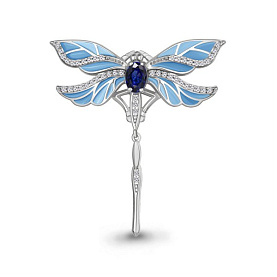 Брошь Аквамарин - Серебро 925, Синтетический сапфир , Фианит, Эмаль (арт. 77473АБ.5)