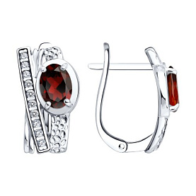 Серьги SOKOLOV - Серебро 925, Гранат, Фианит (арт. 92025426)