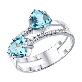 Кольцо SOKOLOV - Серебро 925, Топаз, Фианит (арт. 92011885)