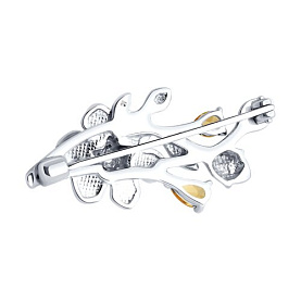 Брошь SOKOLOV - Серебро 925, Фианит, Цитрин, Эмаль (арт. 92040118)