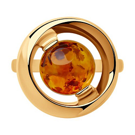 Кольцо SOKOLOV - Серебро 925, Янтарь пресс. (арт. 83010057)