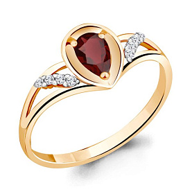 Кольцо Аквамарин - Золото 375, Гранат, Фианит (арт. 6939703А.8)