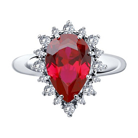 Кольцо SOKOLOV - Серебро 925, Синтетический рубин, Фианит (арт. 84010014)
