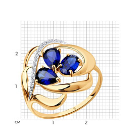 Кольцо SOKOLOV - Золото 375, Синтетический сапфир , Фианит (арт. 37714733)