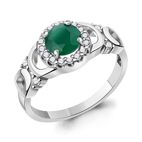 Кольцо Аквамарин - Серебро 925, Агат, Фианит (арт. 6695609А.5)