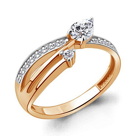 Кольцо Аквамарин - Серебро 925, Фианит (арт. 600120А.6)