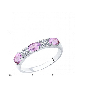 Кольцо SOKOLOV - Серебро 925, Аметист, Фианит (арт. 92011282)