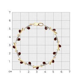 Браслет SOKOLOV - Золото 585, Гранат, Фианит (арт. 750557)