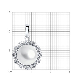 Подвеска Diamant - Серебро 925, Жемчуг культивированный, Фианит (арт. 94-330-02678-1)
