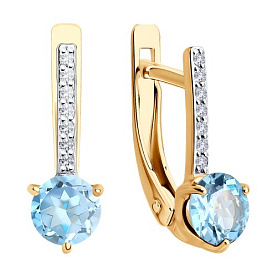 Серьги SOKOLOV - Золото 375, Топаз, Фианит (арт. 37727533)