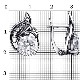 Серьги Красная пресня - Серебро 925, Фианит (арт. 33815052)