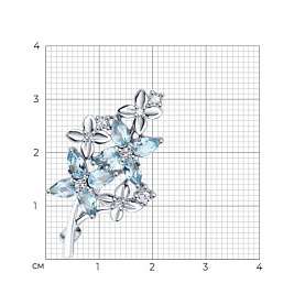 Брошь Diamant - Серебро 925, Топаз, Фианит (арт. 94-340-02061-1)