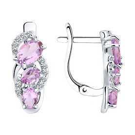 Серьги SOKOLOV - Серебро 925, Аметист, Фианит (арт. 92021142)
