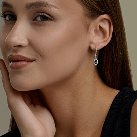 Серьги SOKOLOV - Серебро 925, Топаз лондон, Фианит (арт. 92025361)