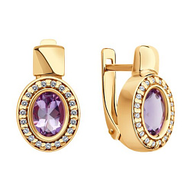 Серьги SOKOLOV - Серебро 925, Аметист, Фианит (арт. 92023093)