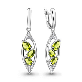 Серьги Аквамарин - Серебро 925, Фианит, Хризолит (арт. 4782907А.5)