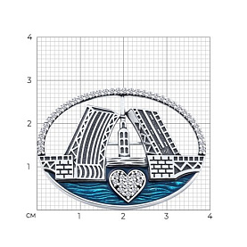 Брошь Diamant - Серебро 925, Фианит, Эмаль (арт. 95-140-02306-1)