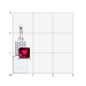 Подвеска SOKOLOV - Серебро 925, Синтетический рубин, Фианит (арт. 84030011)
