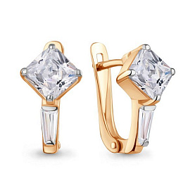 Серьги Аквамарин - Серебро 925, Фианит (арт. 400852.6)