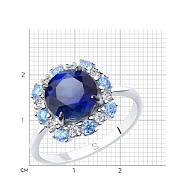Кольцо SOKOLOV - Серебро 925, Синтетический сапфир , Фианит (арт. 88010059)