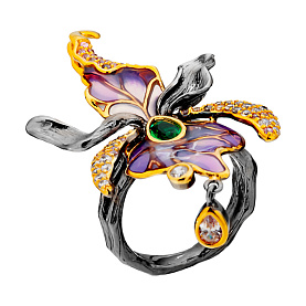 Кольцо Мастер Клио - Серебро 925, Синтетическая шпинель, Фианит, Эмаль (арт. 37К127535)