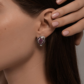 Серьги SOKOLOV - Серебро 925, Синтетический рубин (арт. 94026696)